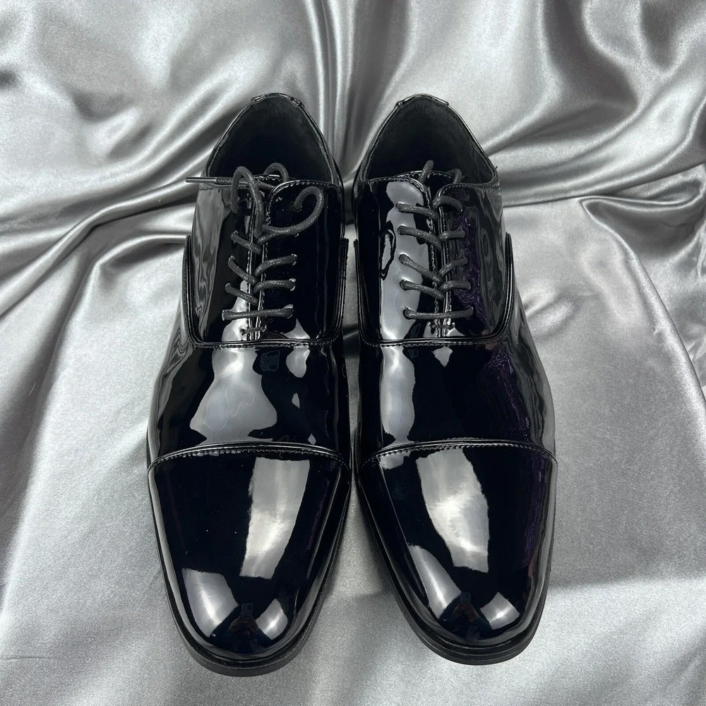 Stacy Adams Mens 9 Wide Gala Tuxedo Shoes Black Patent Leather 24998-004 Wedding